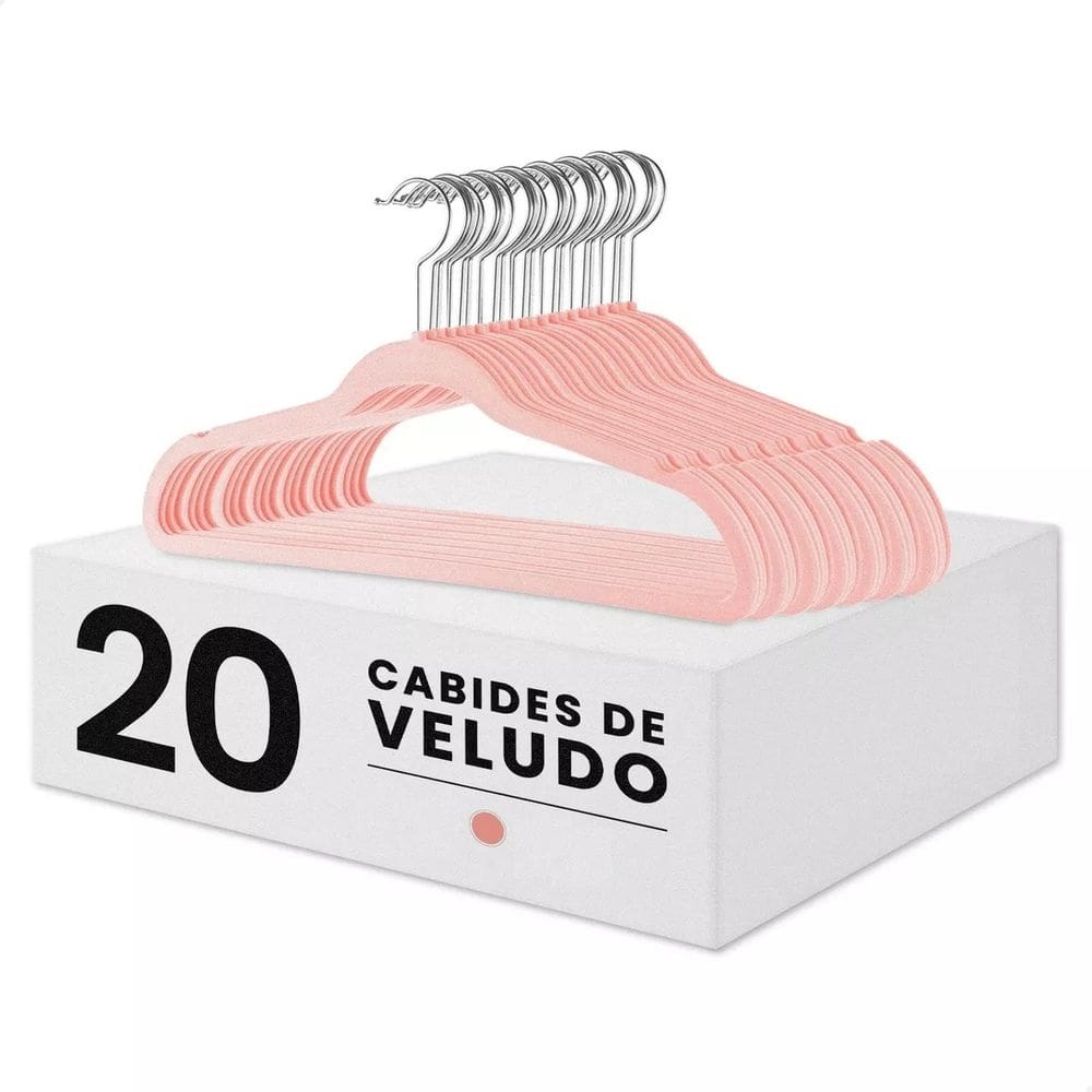 Cabides De Veludo Adulto Fino Antideslizante Roupas 20 Peças Rosa (Rosa)