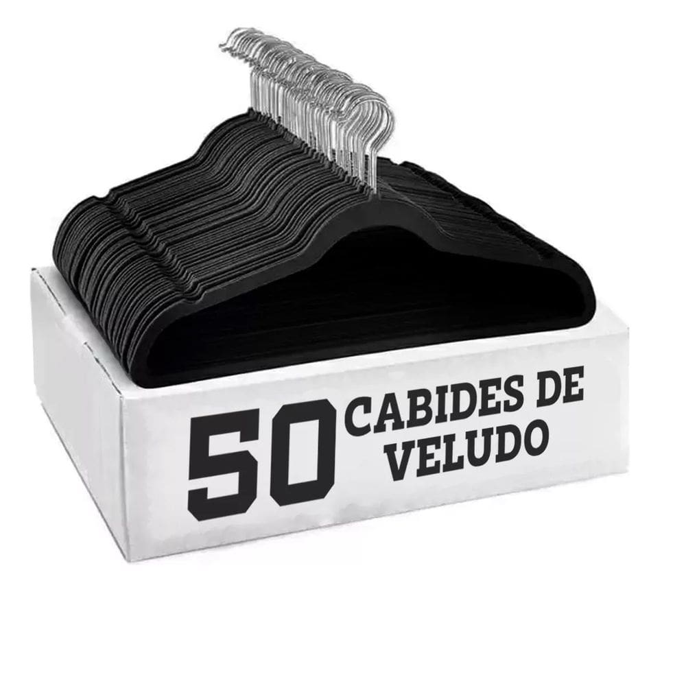 Cabides De Veludo Adulto Fino Antideslizante Roupas 50 Peças Preto