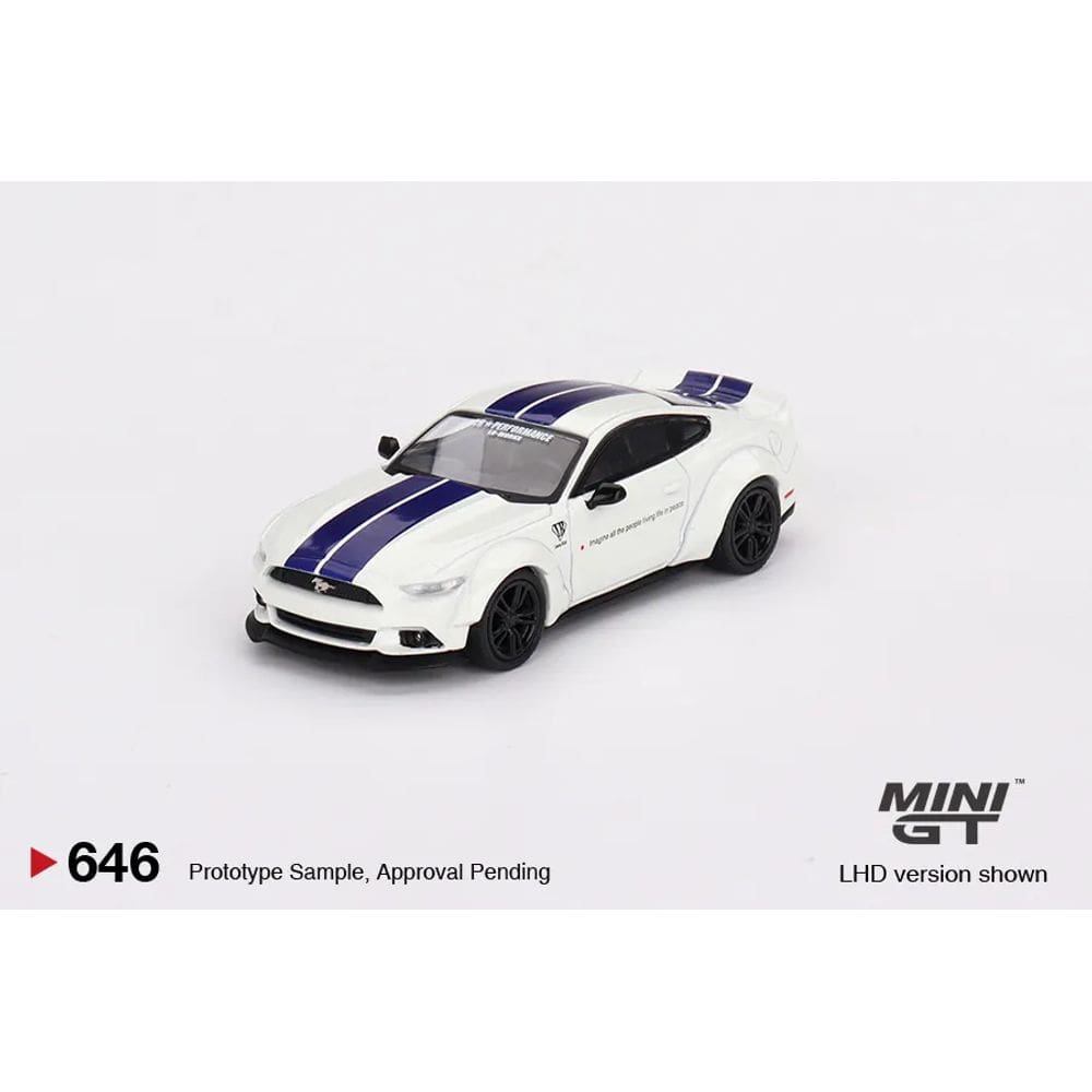 Miniatura Mini Gt Ford Mustang GT LB-Works 1/64 Branco/Azul