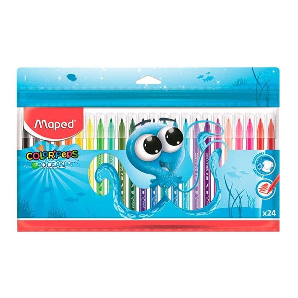 Caneta hidr Color`Peps Ocean Polvo 24 cores 845924ZM Maped