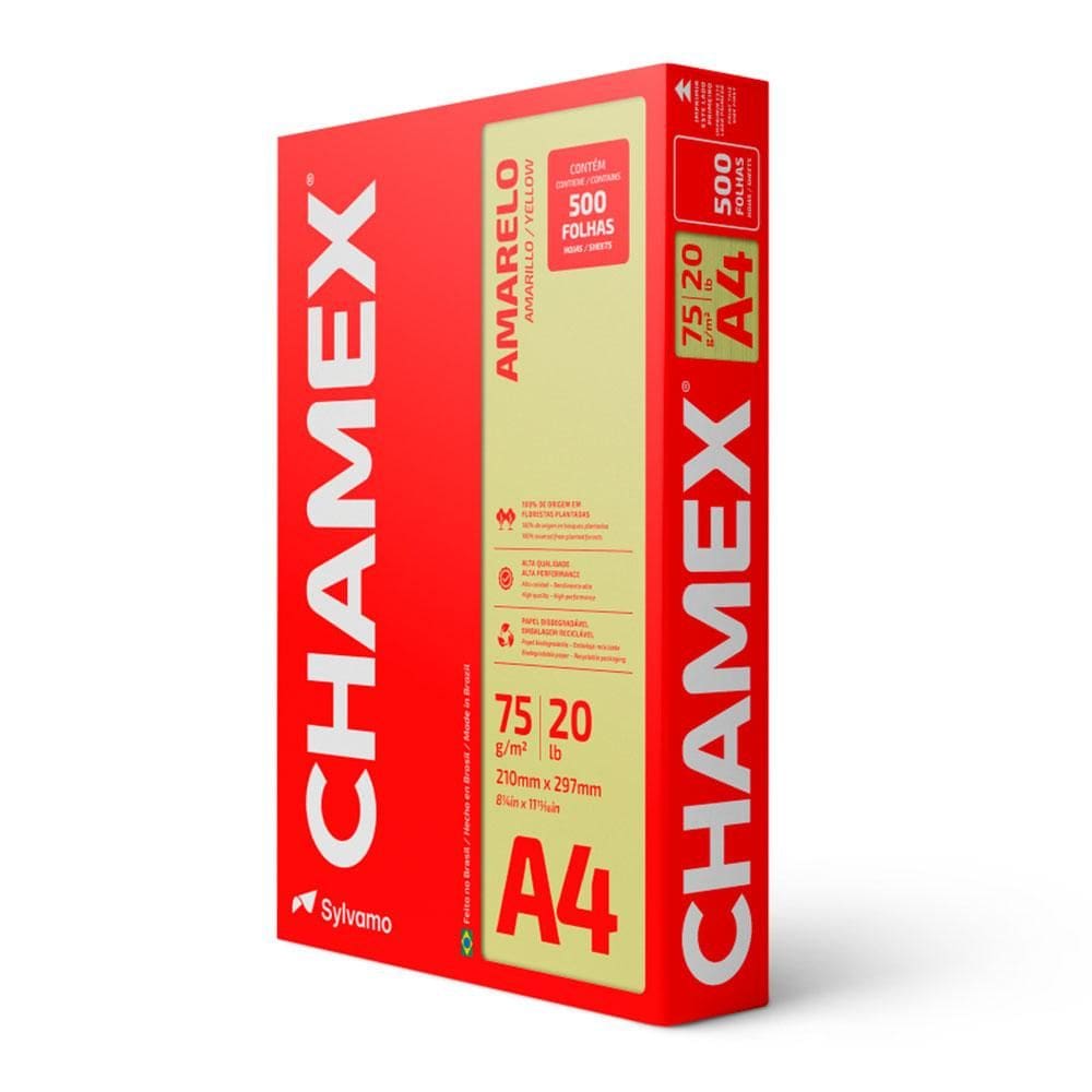 Papel sulfite A4 amarelo 210x297 c/ 500 fls Colors Chamex