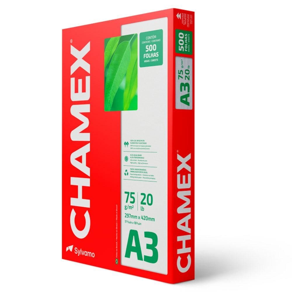 Papel sulfite A3 75g 297x420 com 500 folhas Chamex