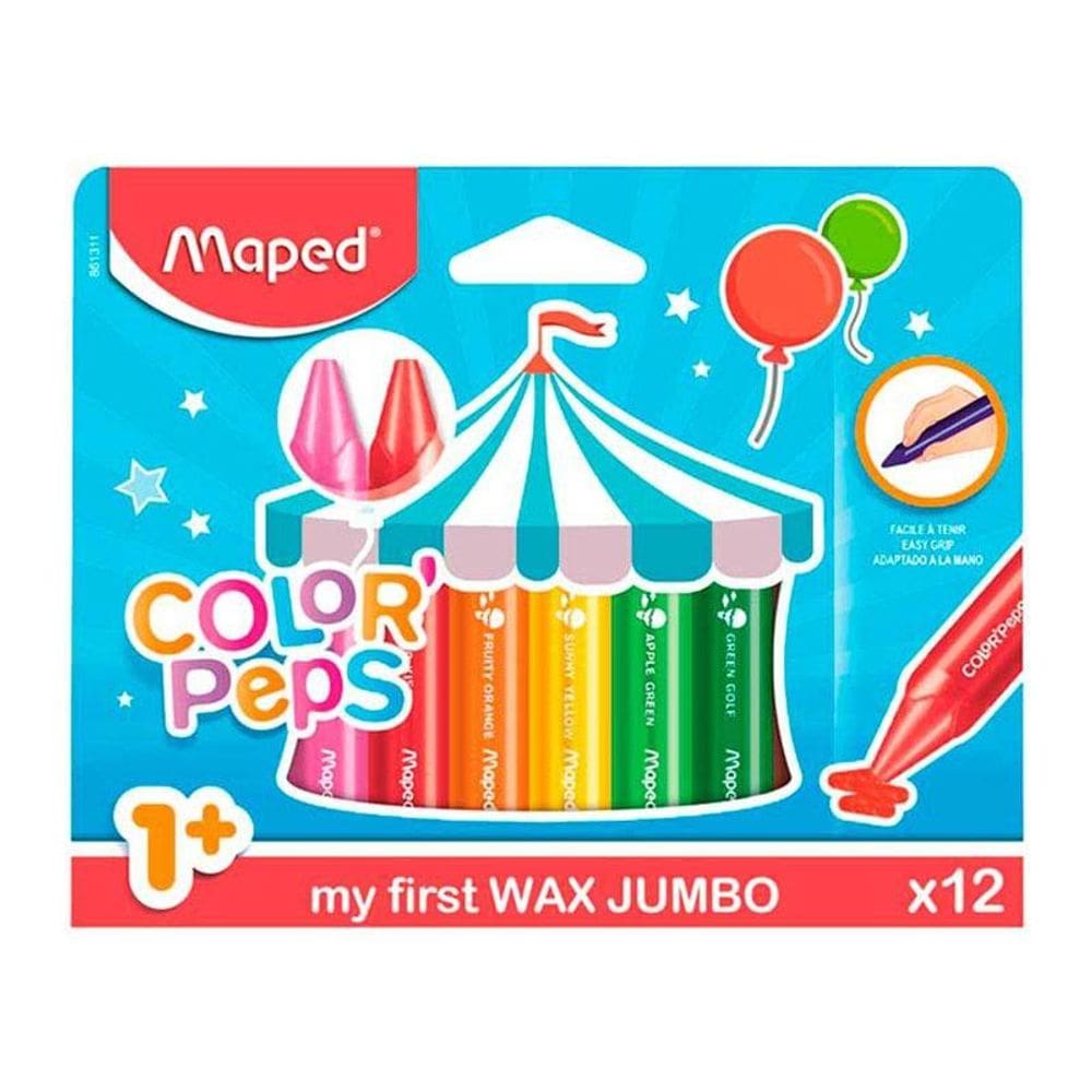 Giz de Cera Color`Peps Jumbo 12 cores 861311 - Maped