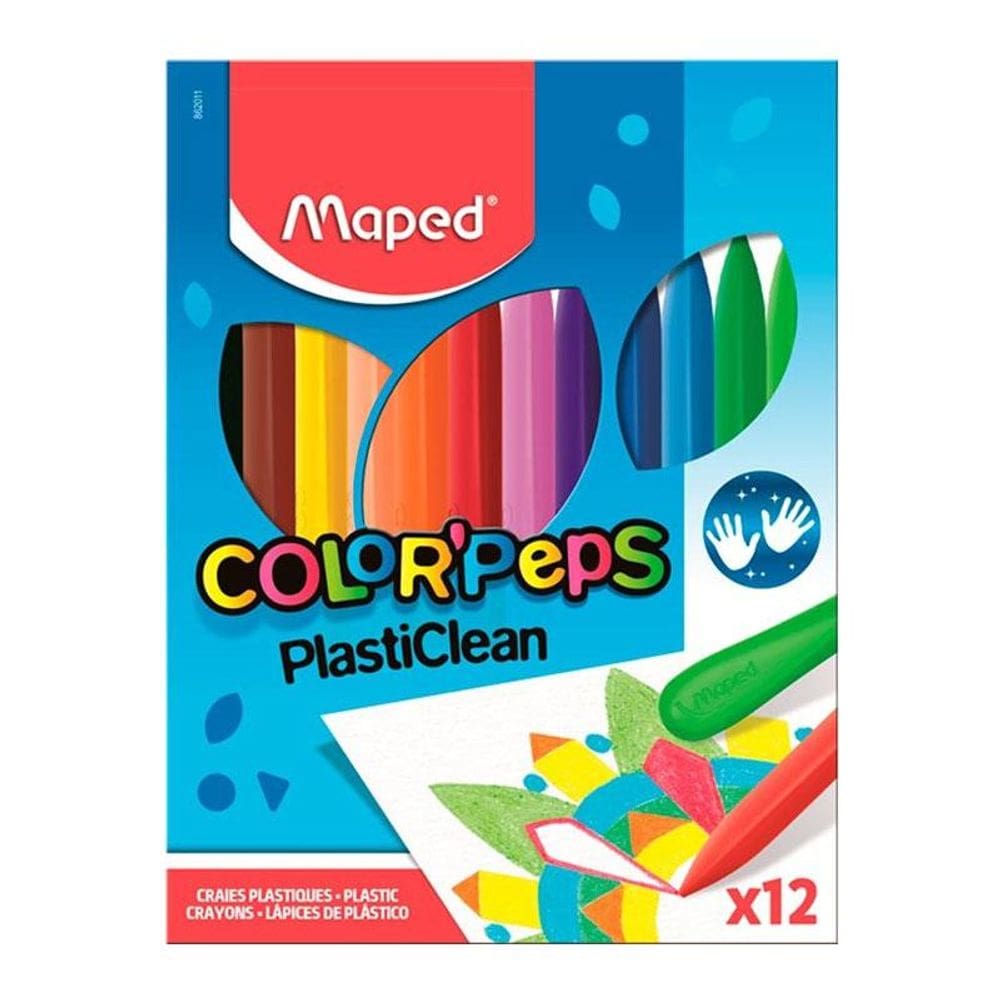 Giz plástico Color``Peps Plasticlean 12 cores 862011 - Maped