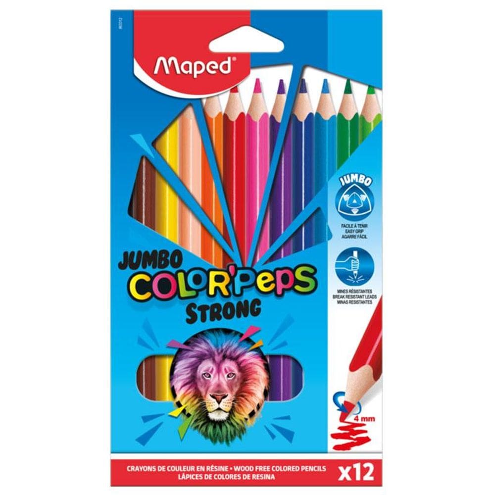 Lápis de cor Strong Jumbo 12 cores 863312 - Maped