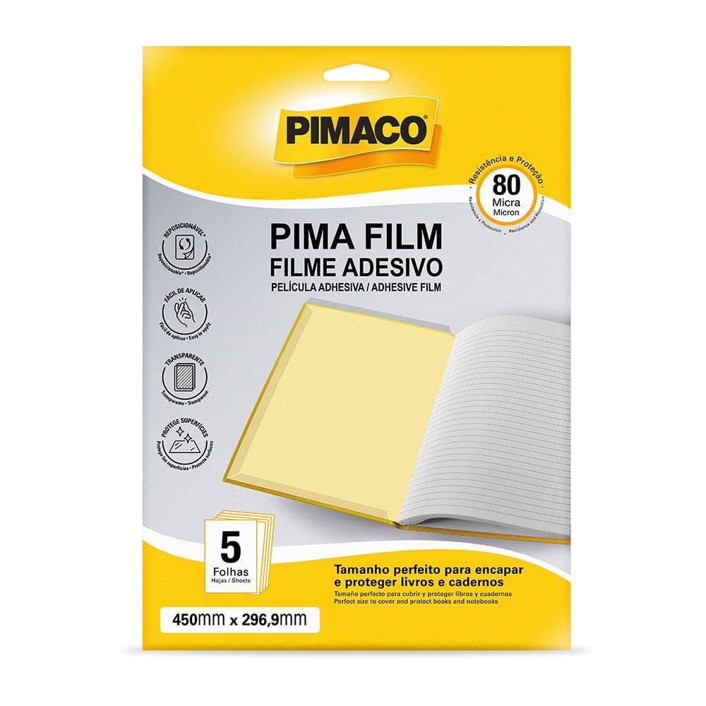 Adesivo transparente Pima Filme com 5 folhas - Pimaco