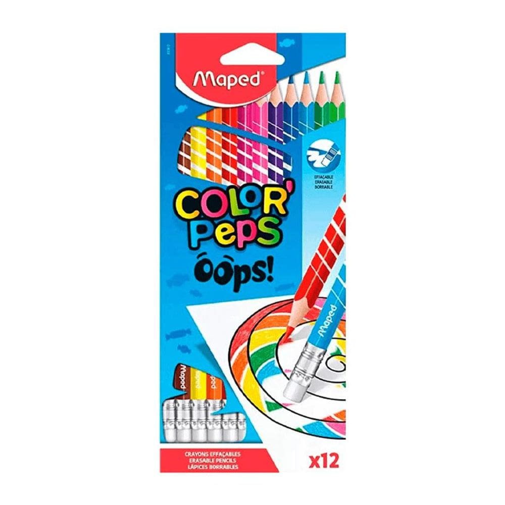 Lápis de cor Color`Peps Oops Apagável 12 cores - Maped