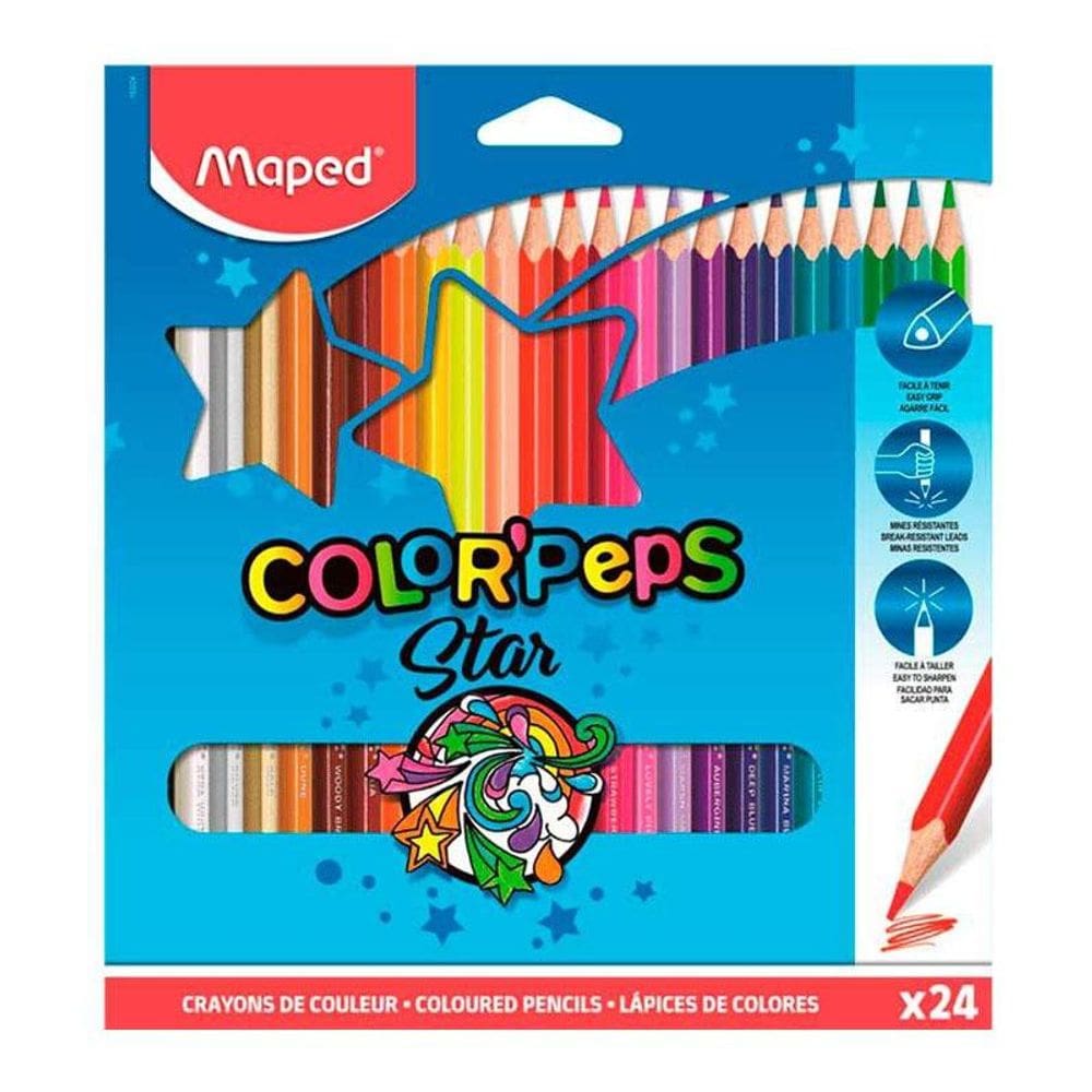Lápis de cor Color`Peps Star 24 cores 183224ZV - Maped