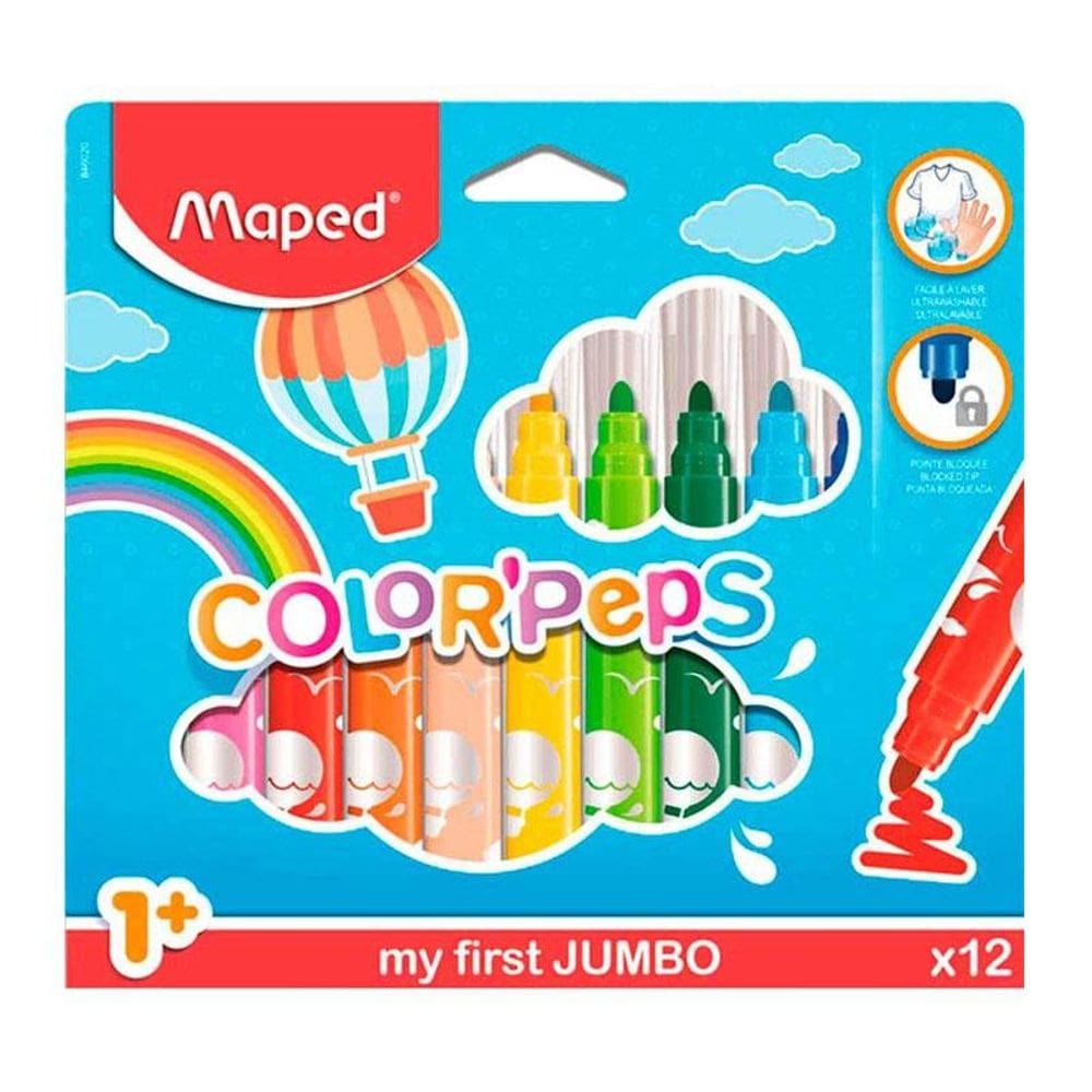 Caneta hidr Color`Peps Jumbo c/ 12 cores 846020 Maped