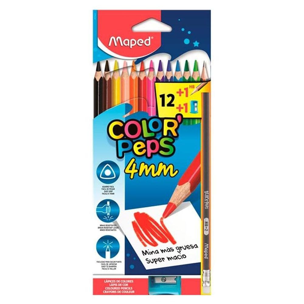 Lápis de cor Color`Peps 4mm 12 cores 835523ZV Maped