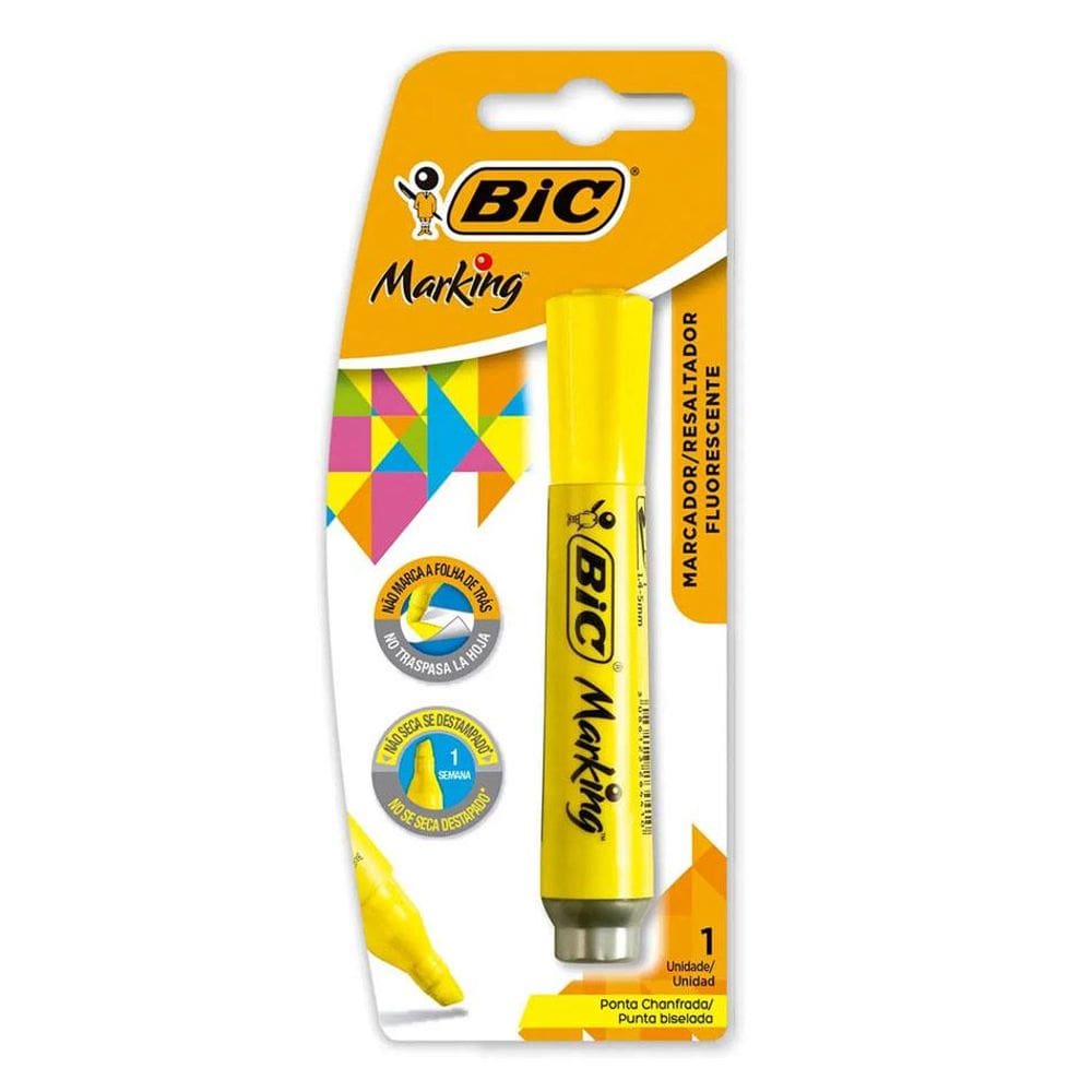 Pincel marca texto Marking Amarelo Fluorescente - Bic