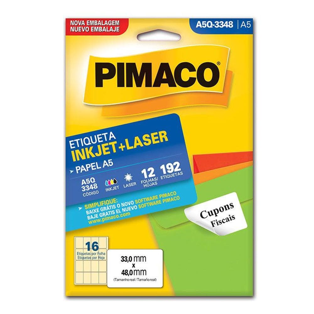 Etiqueta inkjet/laser A5Q3348 c/ 12 fls Pimaco