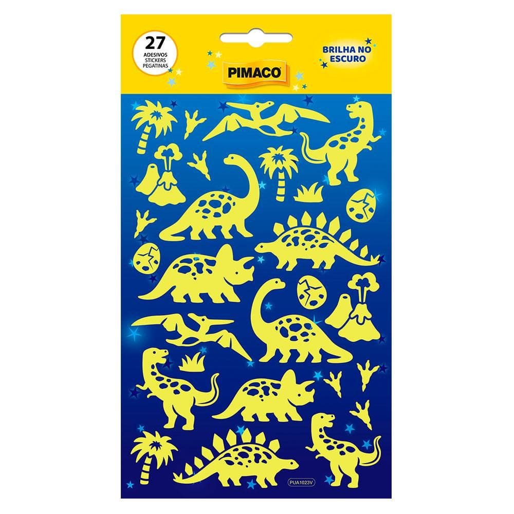 Etiqueta escolar Dino com 27 unidades - Pimaco