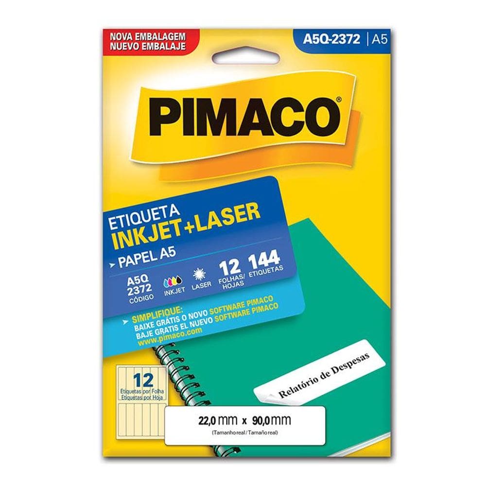 Etiqueta inkjet/laser A5Q2372 c/ 12 fls Pimaco