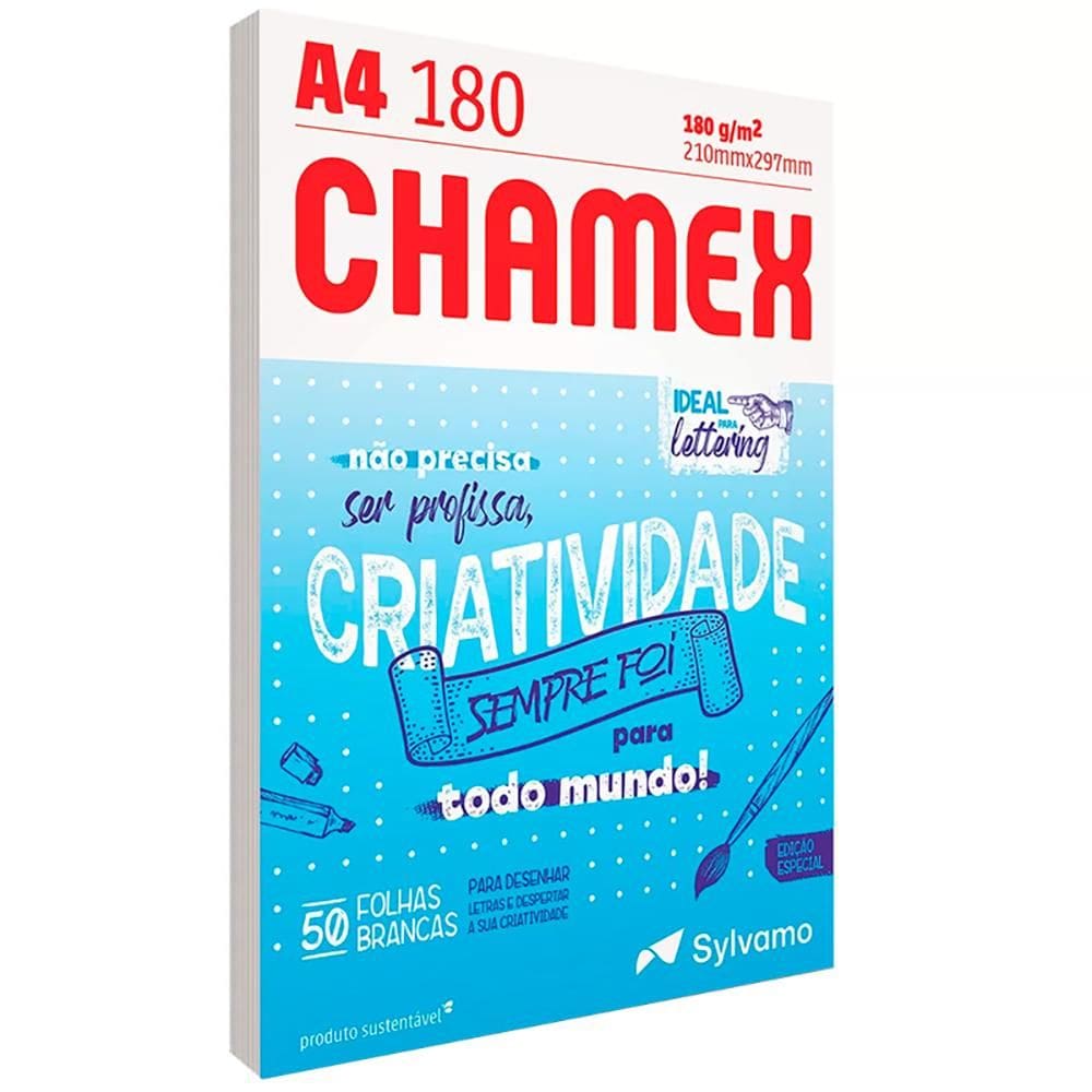 Papel sulfite Lettering A4 180g 210x297 c/ 50 fls Chamex