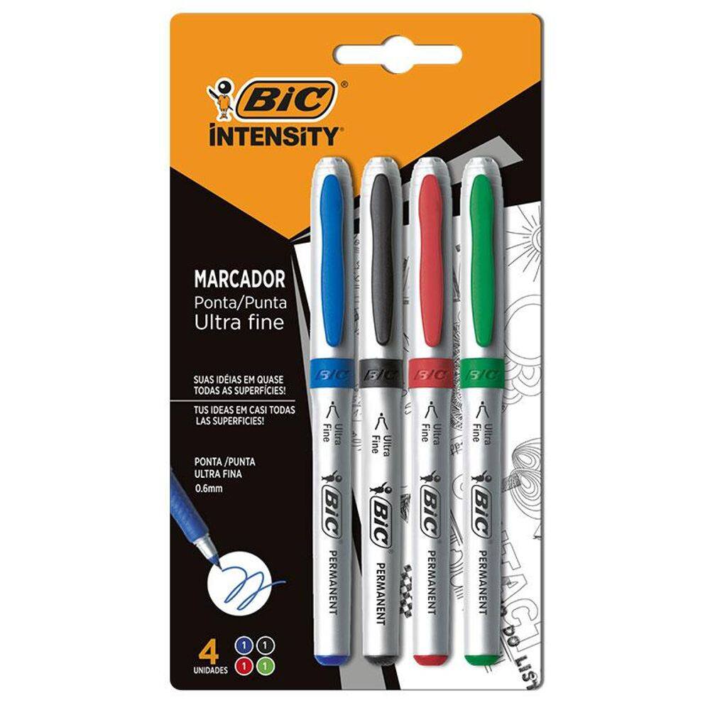 Pincel marcador permanente Intensity Ultra Fina 4 cores Bic