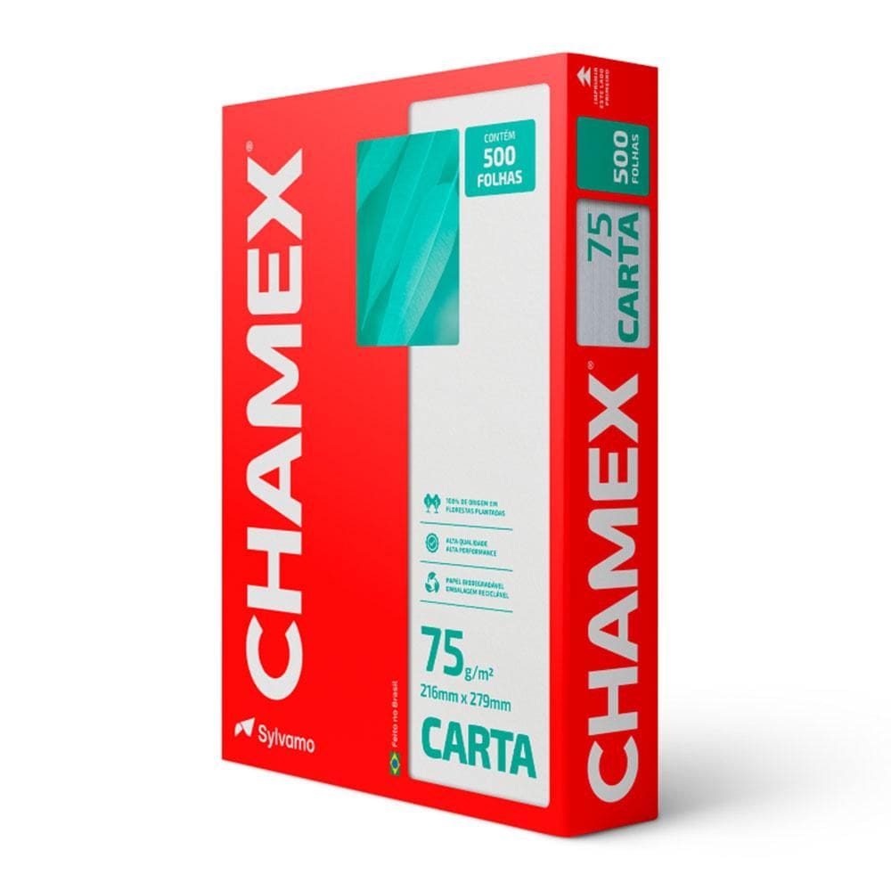 Papel sulfite carta 75g 216x279 com 500 folhas Chamex
