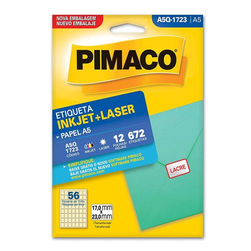 Etiqueta inkjet/laser A5Q1723 c/ 12 fls Pimaco