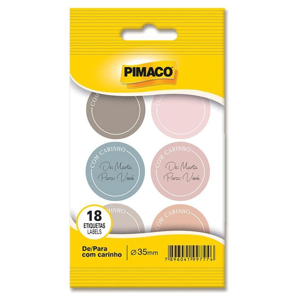 Etiqueta de/p/ carinho c/ 18 unidades Pimaco
