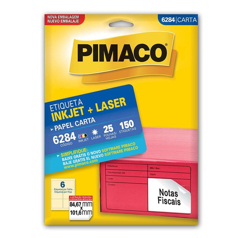 Etiqueta inkjet/laser carta 6284 com 25 folhas Pimaco