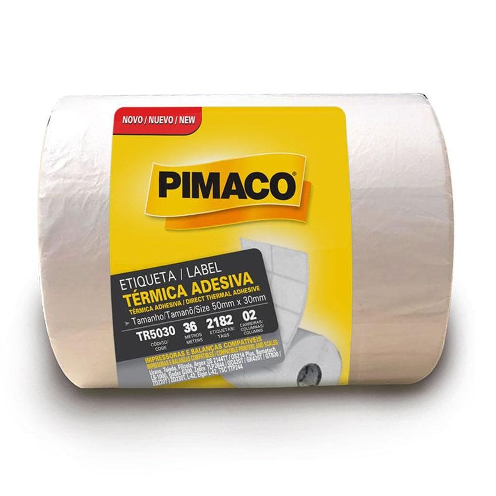 Etiqueta adesiva térmica TR5030 com 2182 etiquetas Pimaco
