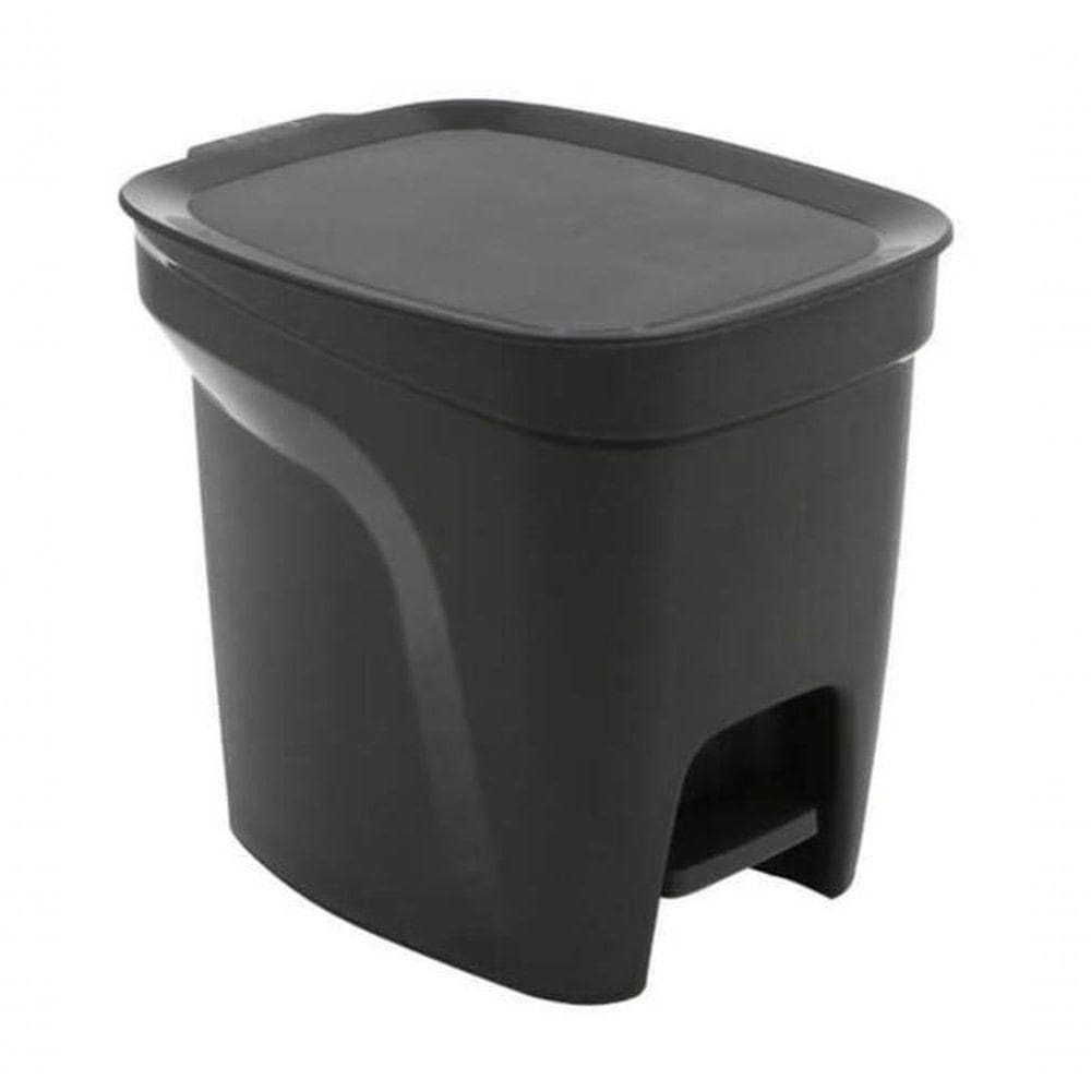 Lixeira Tramontina Compact Pedal Preto E Haste Em Aço Galvanizado 7 L