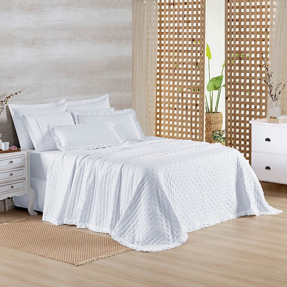 Colcha Queen 3 peças Cobre leito Dupla Face Alice