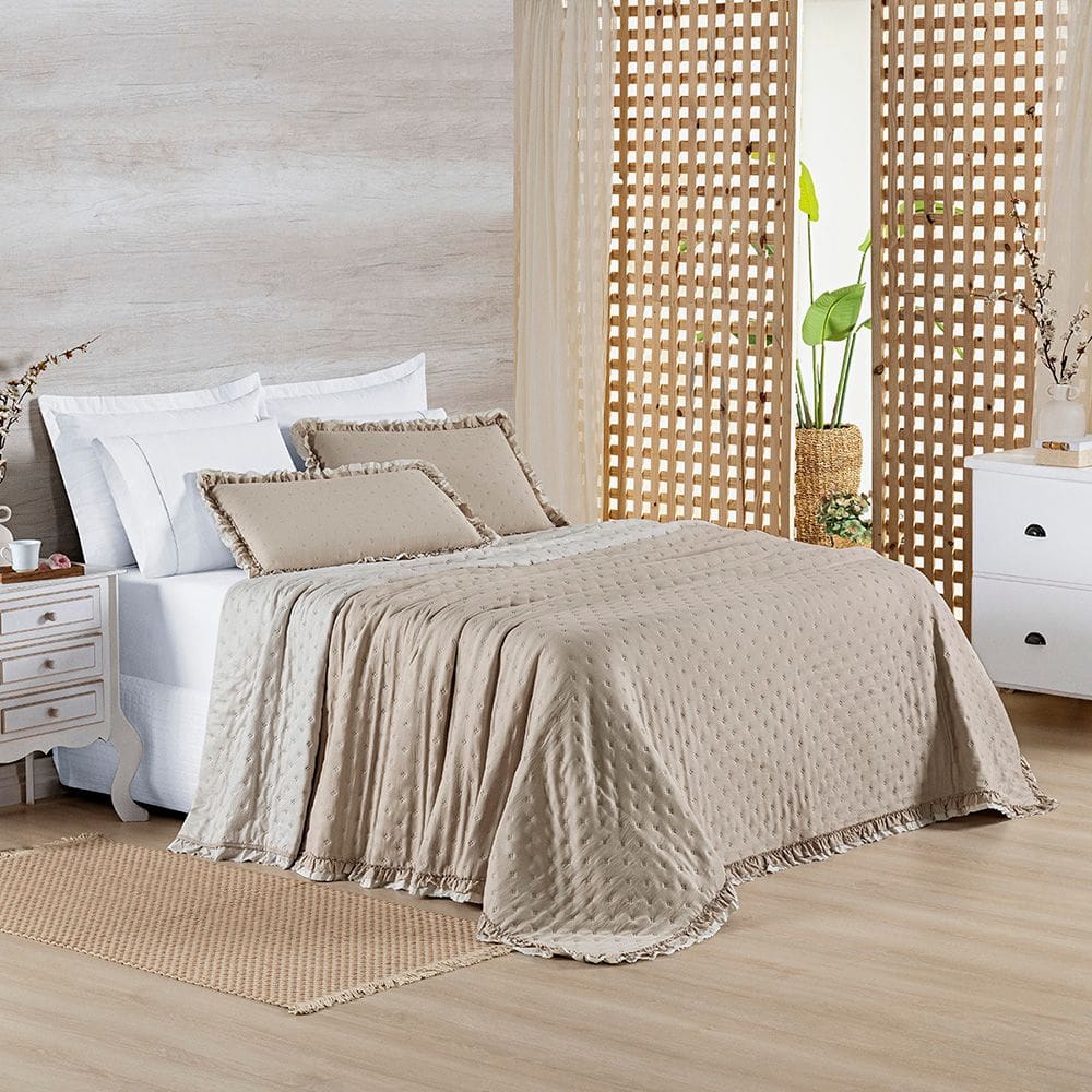 Colcha Queen 3 peças Cobre leito Dupla Face Alice