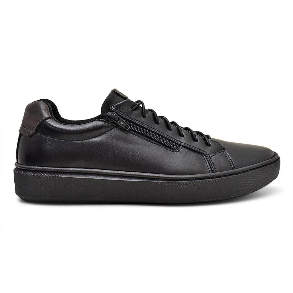Tênis New Black Masculino Couro Conforto Zíper Lateral