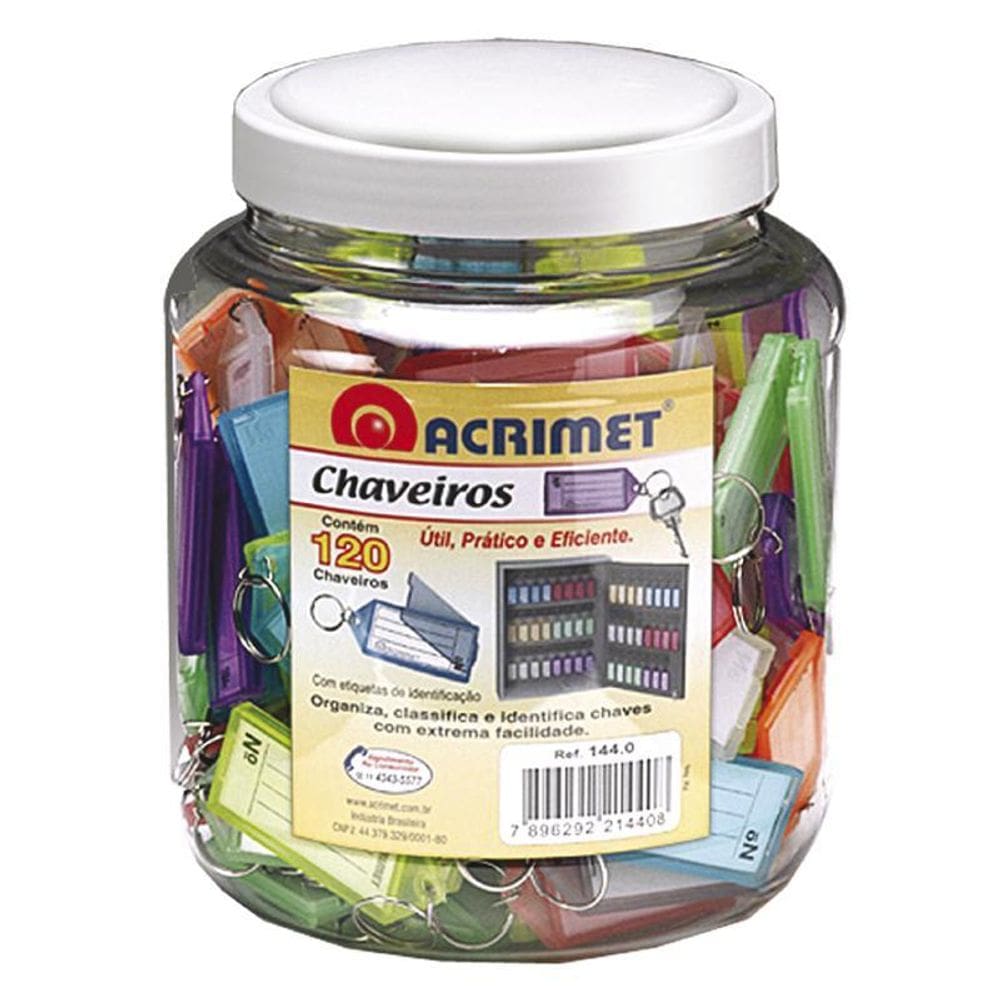 Chaveiro com etiqueta pote com 120 unidades 144.0 Acrimet