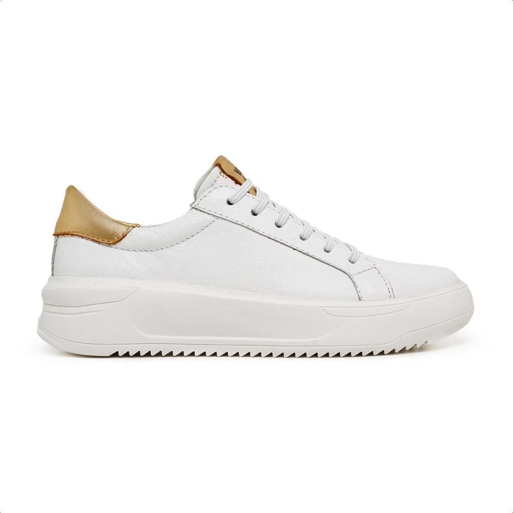Tênis Feminino Couro Casual Confortável Detalhes