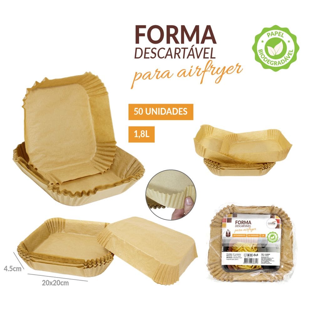 Kit 150 Formas Papel P/ Airfryer Forro Antiaderente Quadrada