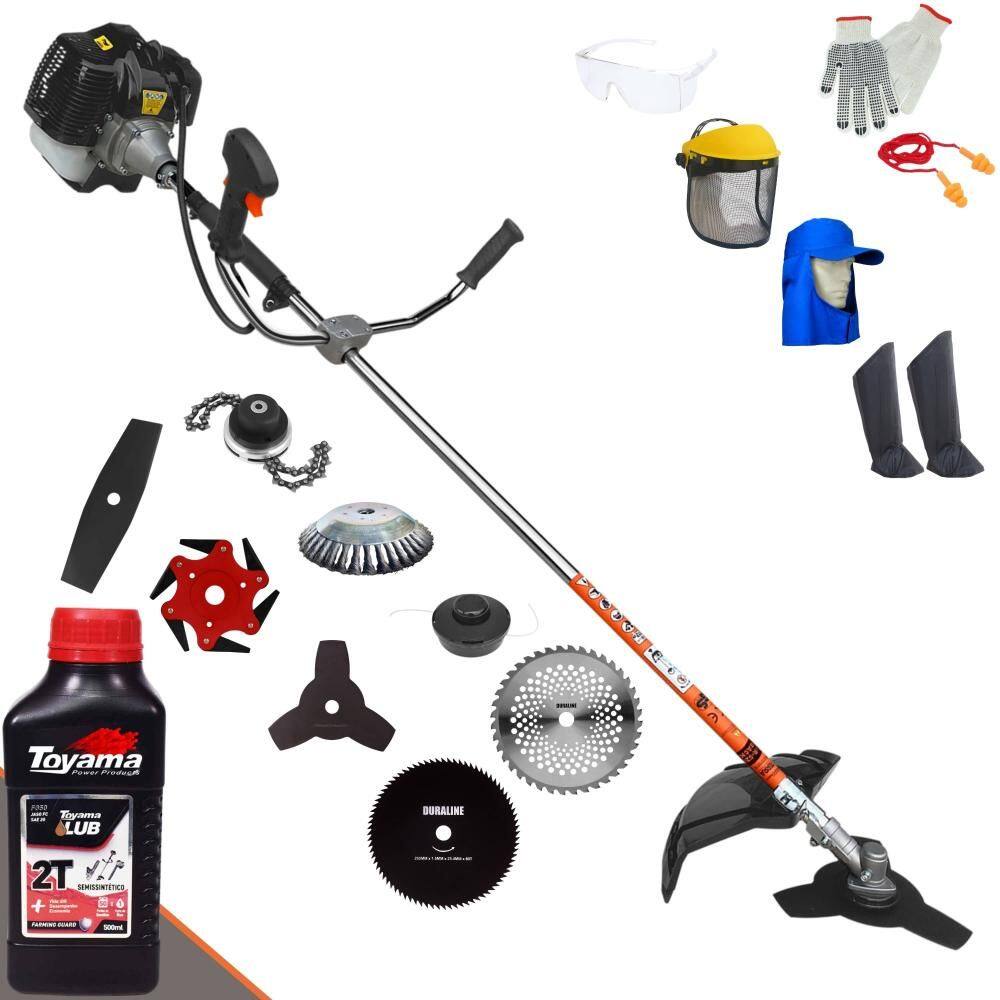 Roçadeira Lateral Terra GRH430 À Gasolina 43cc 1,7HP Para Todos os Tipos de Trabalho Com Carretel + Kit de 7 Opções de Cortes + EPI + ÓLEO TOYAMA FG50
