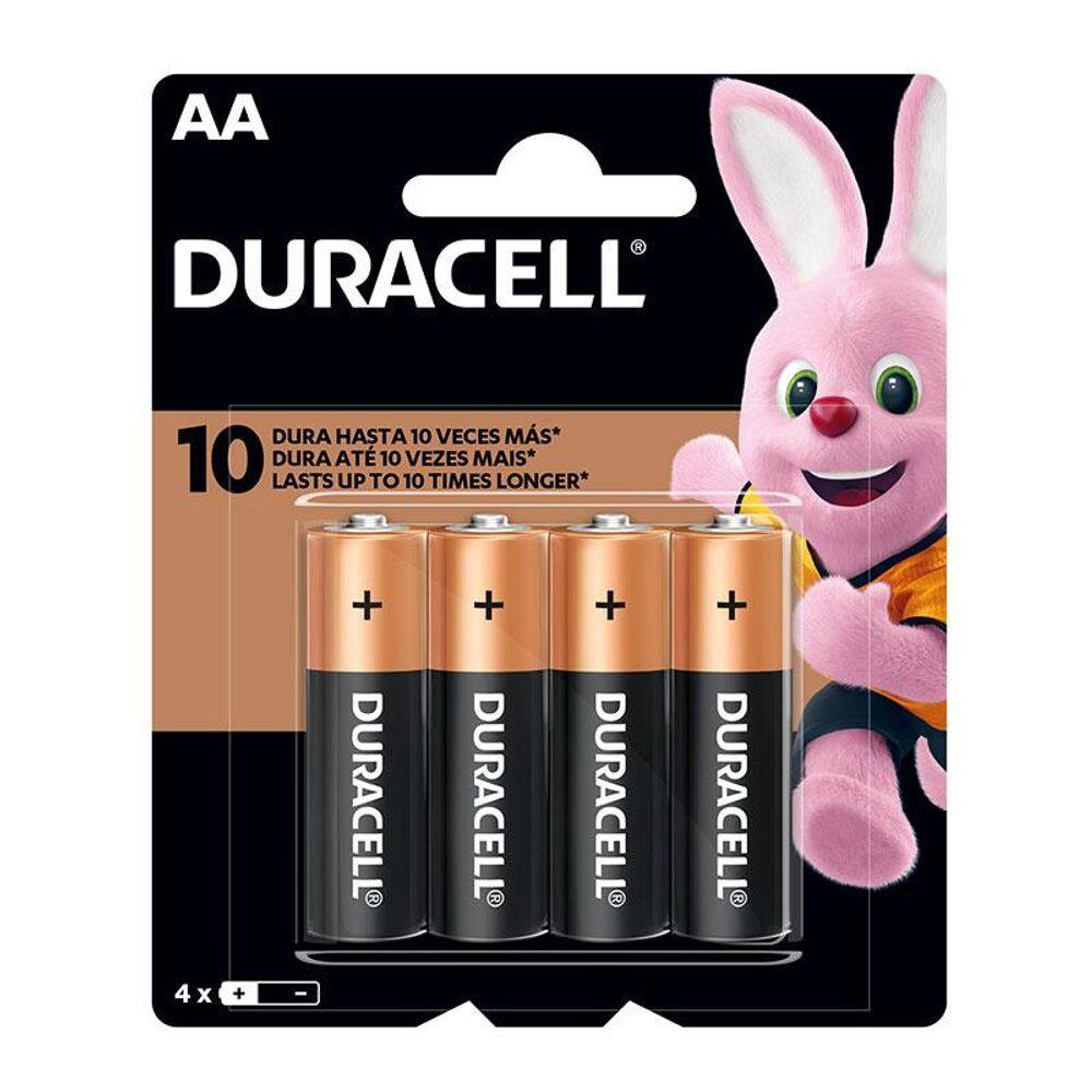 Pilha alcalina pequena AA com 4 unidades Duracell