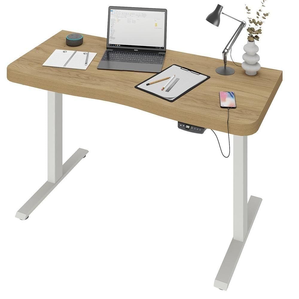 Mesa Com Regulagem De Altura Elétrica Para Escritório Home Office Aurum A02 Olmo - Lyam Decor