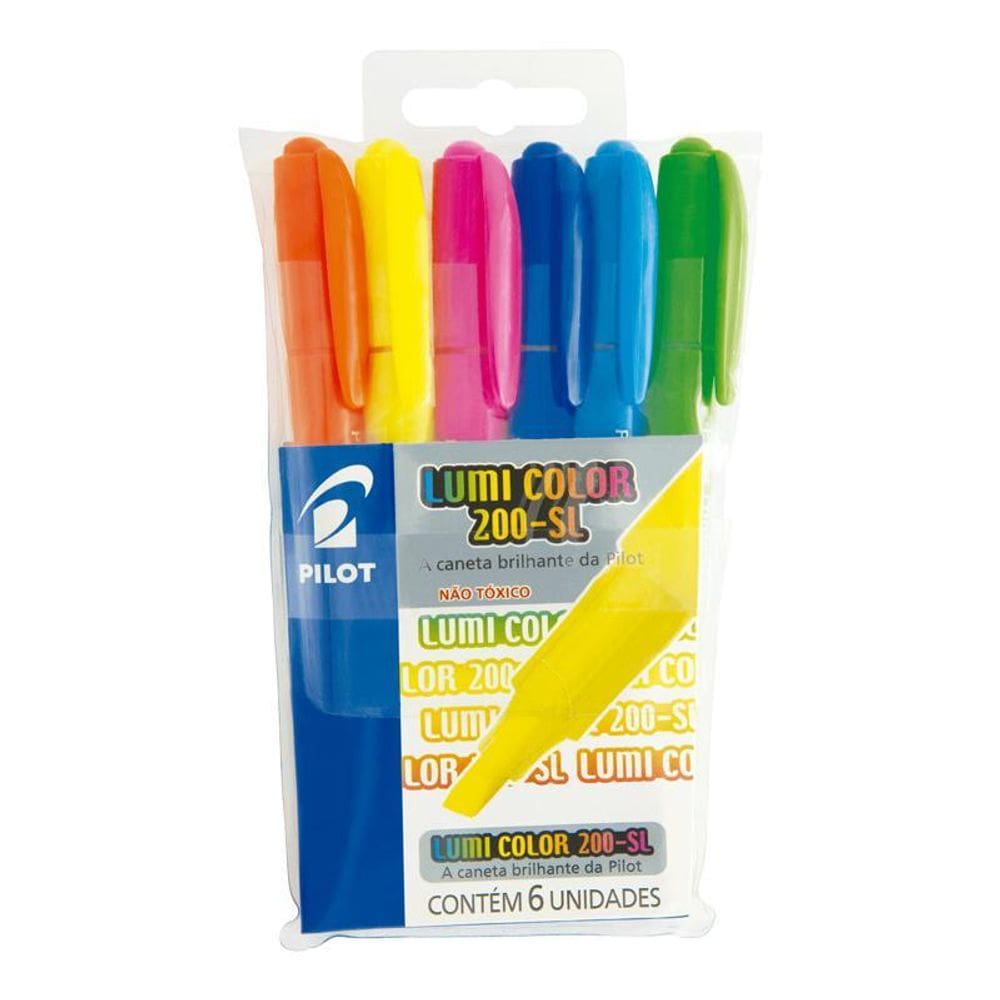 Pincel marca texto 200 SL Lumi Color 6 cores Pilot