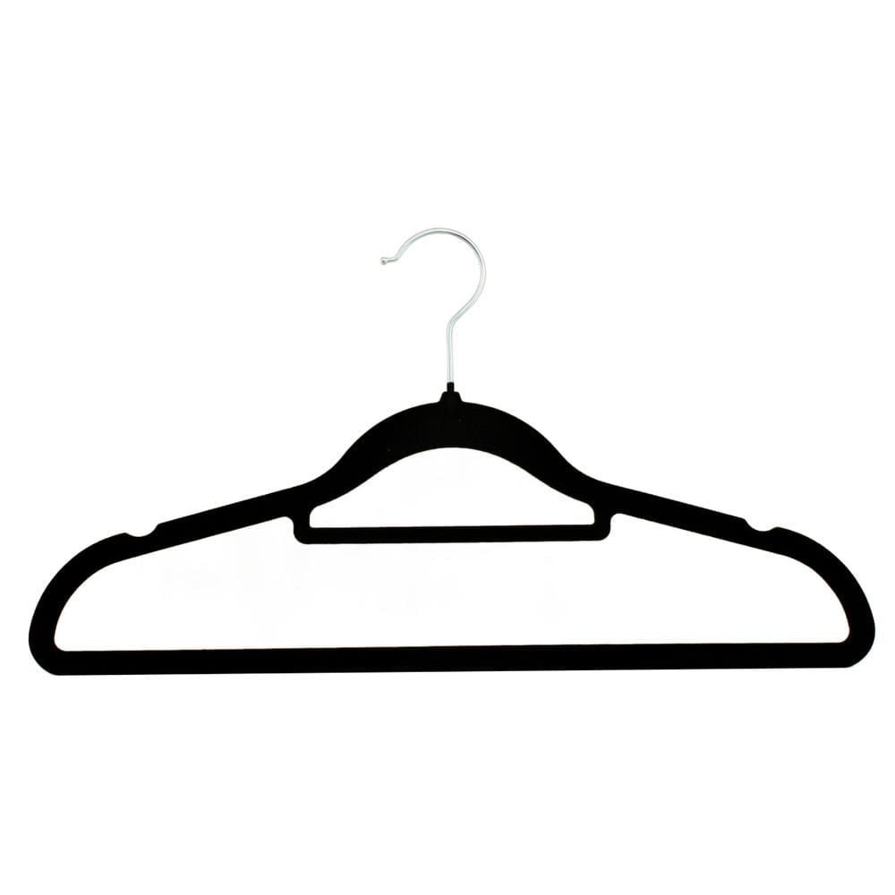 Cabides De Veludo Adulto Fino Antideslizante Roupas 20 Peças Preto
