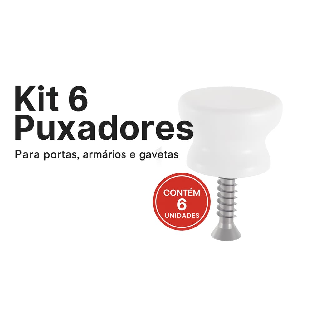 Kit 6 Puxadores Redondo Para Móveis E Gaveta de Madeira