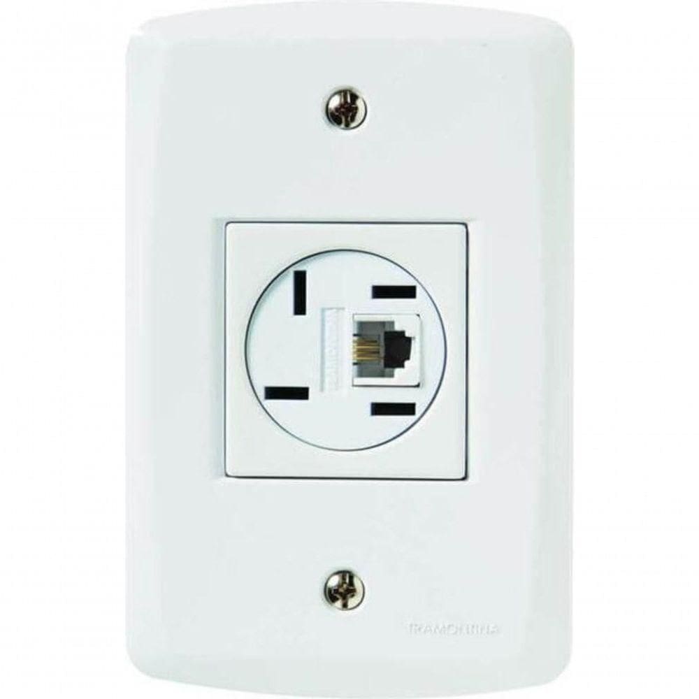 Conjunto 4x2 Com 1 Tomada Telefone 4p E Rj11 Tramontina Lux2 Branco