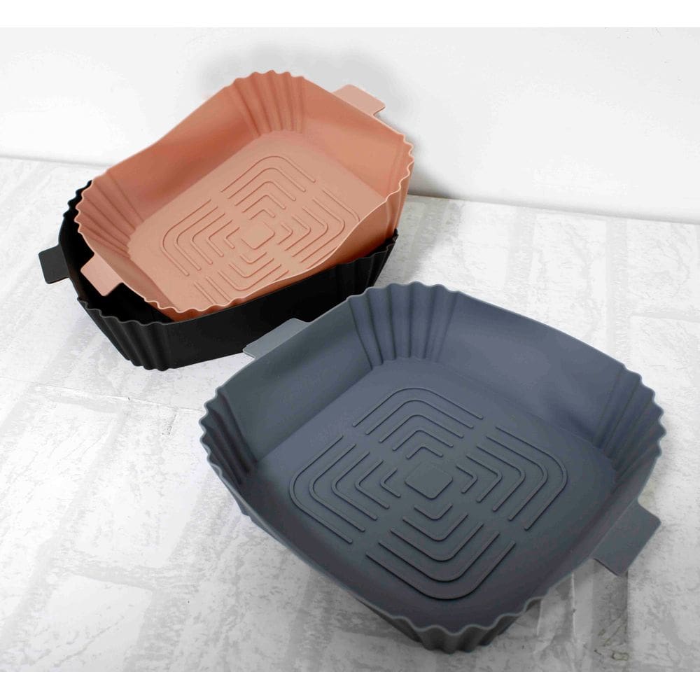 Kit 4 Formas De Silicone Assadeira Para Air Fryer Microondas Forno Com Alça Alta Proteção Premium