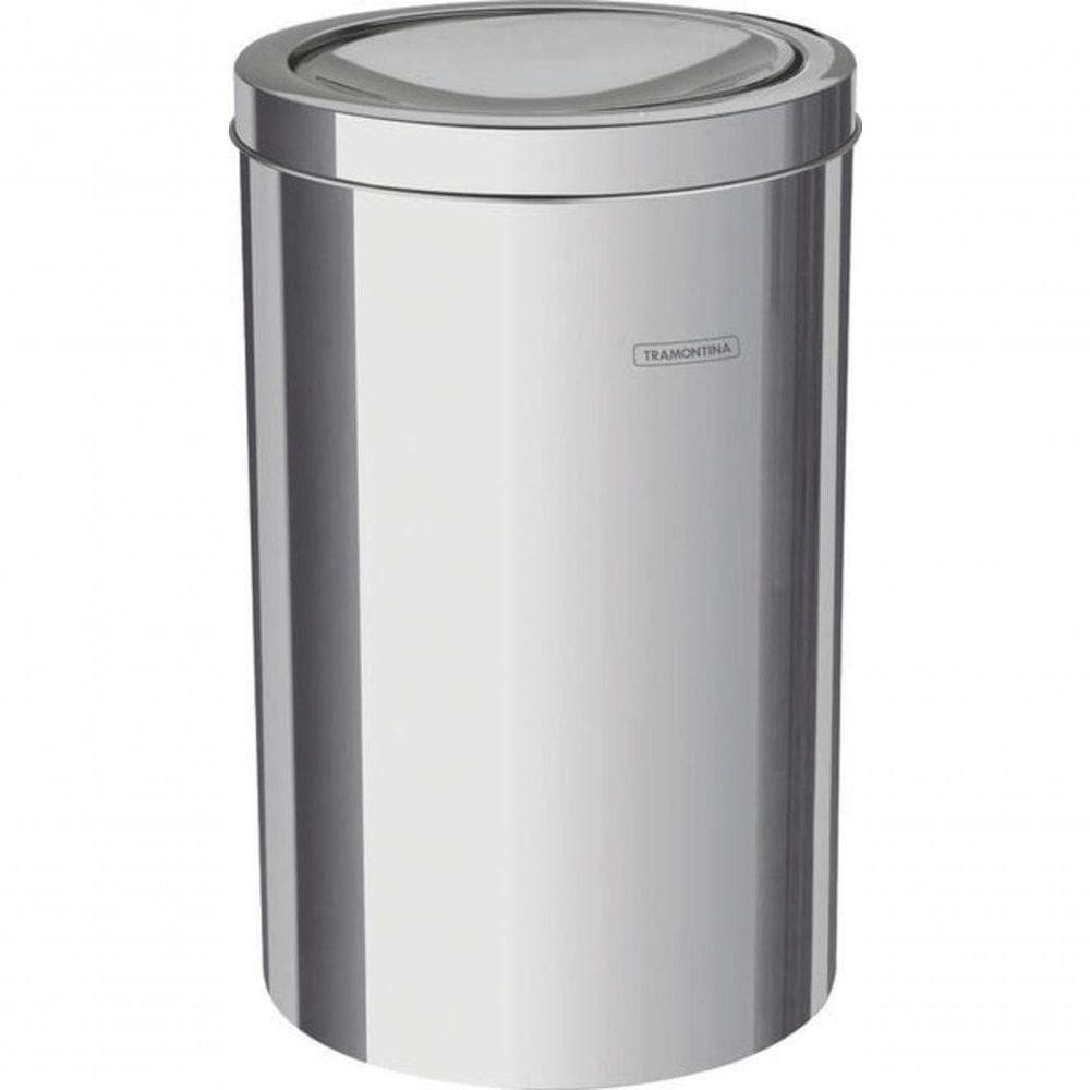 Lixeira Inox Tramontina Swing Com Acabamento Acetinado E Tampa Basculante 12 Litros