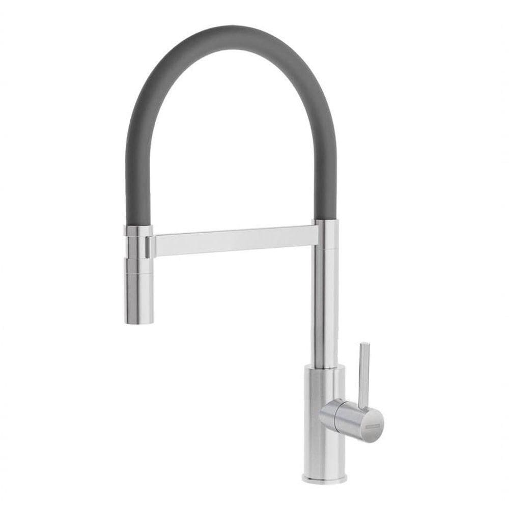 Torneira Tramontina Versatile Black Em Aço Inox Com Mangueira Flexível E Bica Giratória 360°