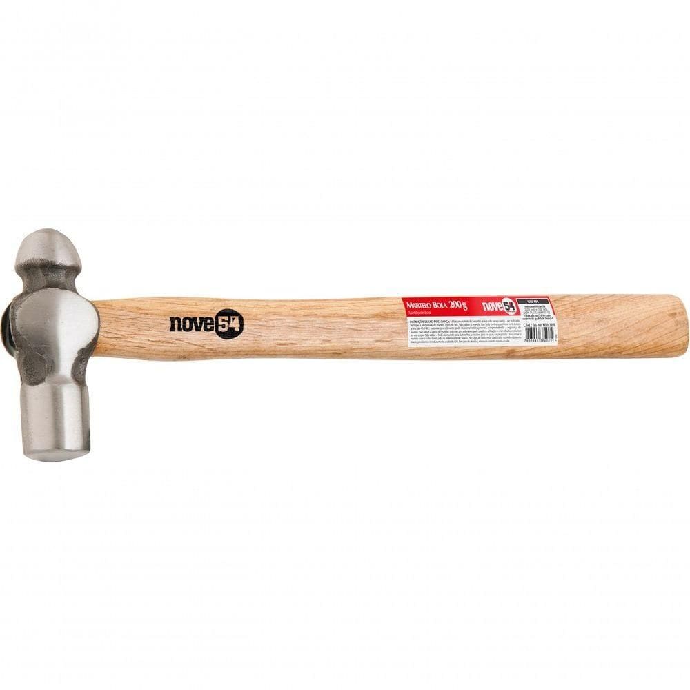 Martelo Bola 450g Aço Forjado Cabo Madeira - Nove54