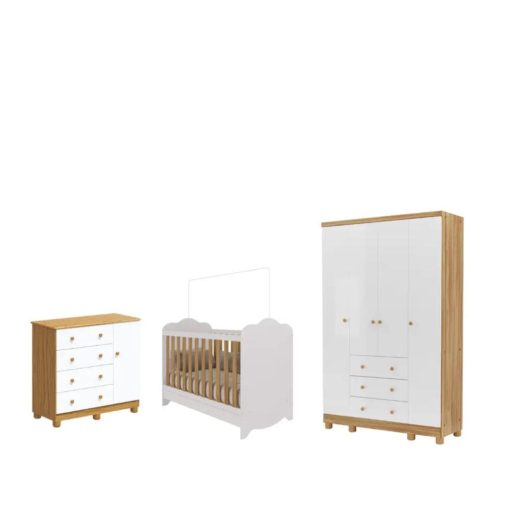 Quarto Completo Bebe Moveis Peroba Dorabelly Clara Jr MDF 4