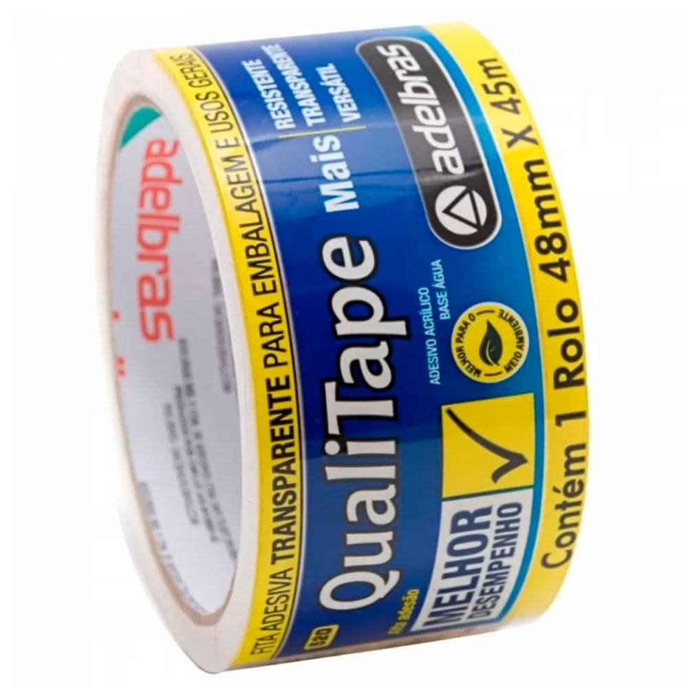 Fita p/ embalagem transparente 48mmx45m Qualitape Adelbras