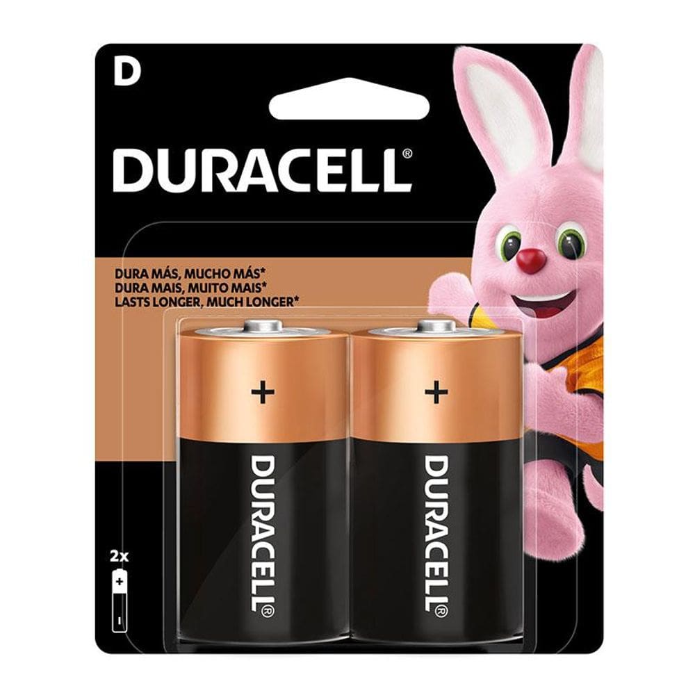 Pilha alcalina grande D com 2 unidades Duracell
