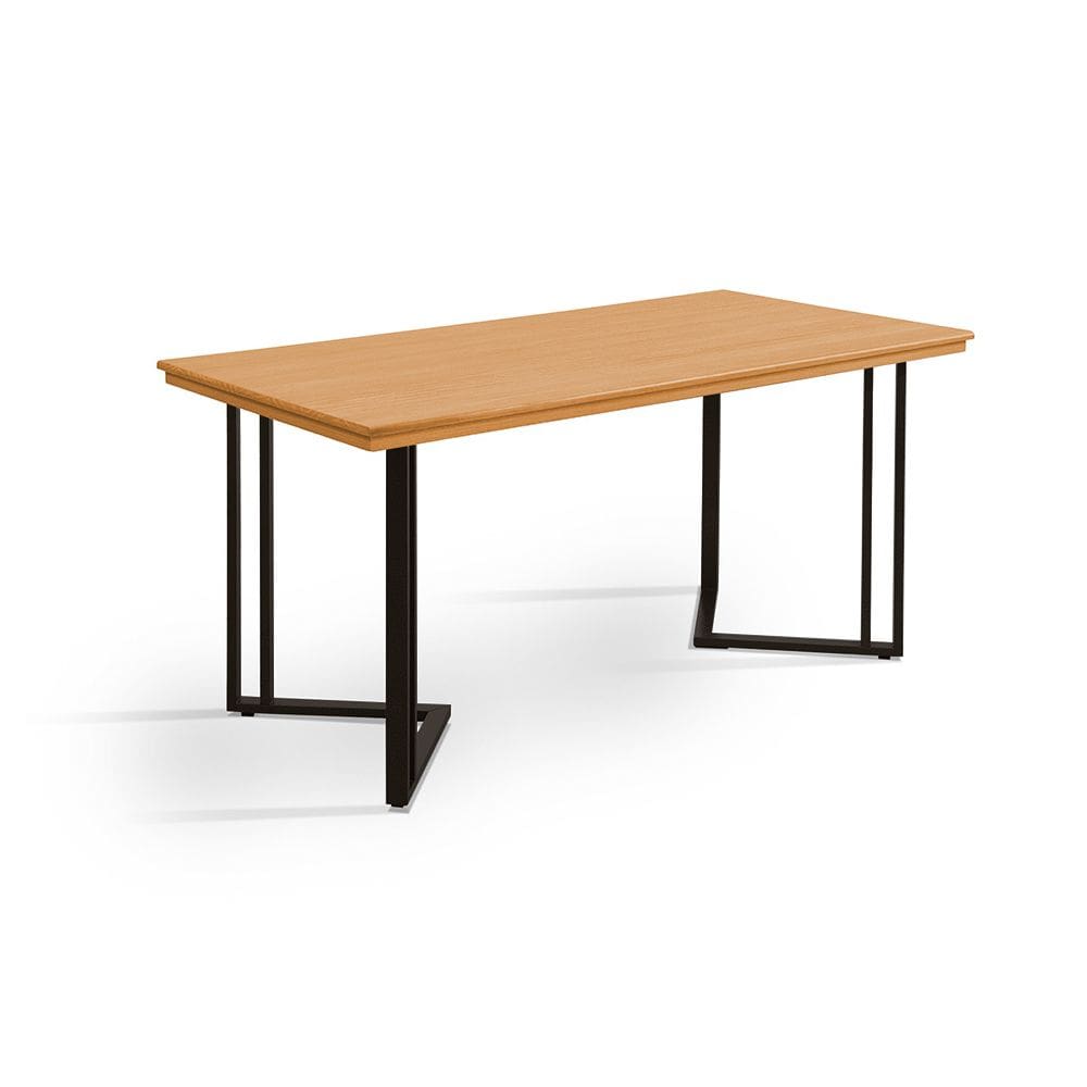 Mesa Retangular 160x80 Alice Tampo Imbuia em Madeira Base Industrial Preto