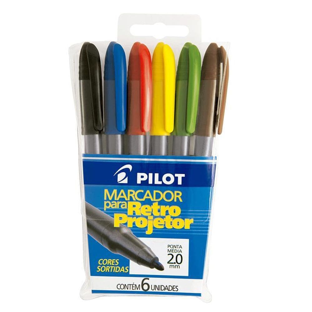 Pincel para retro projetor 2.0 6 cores Pilot