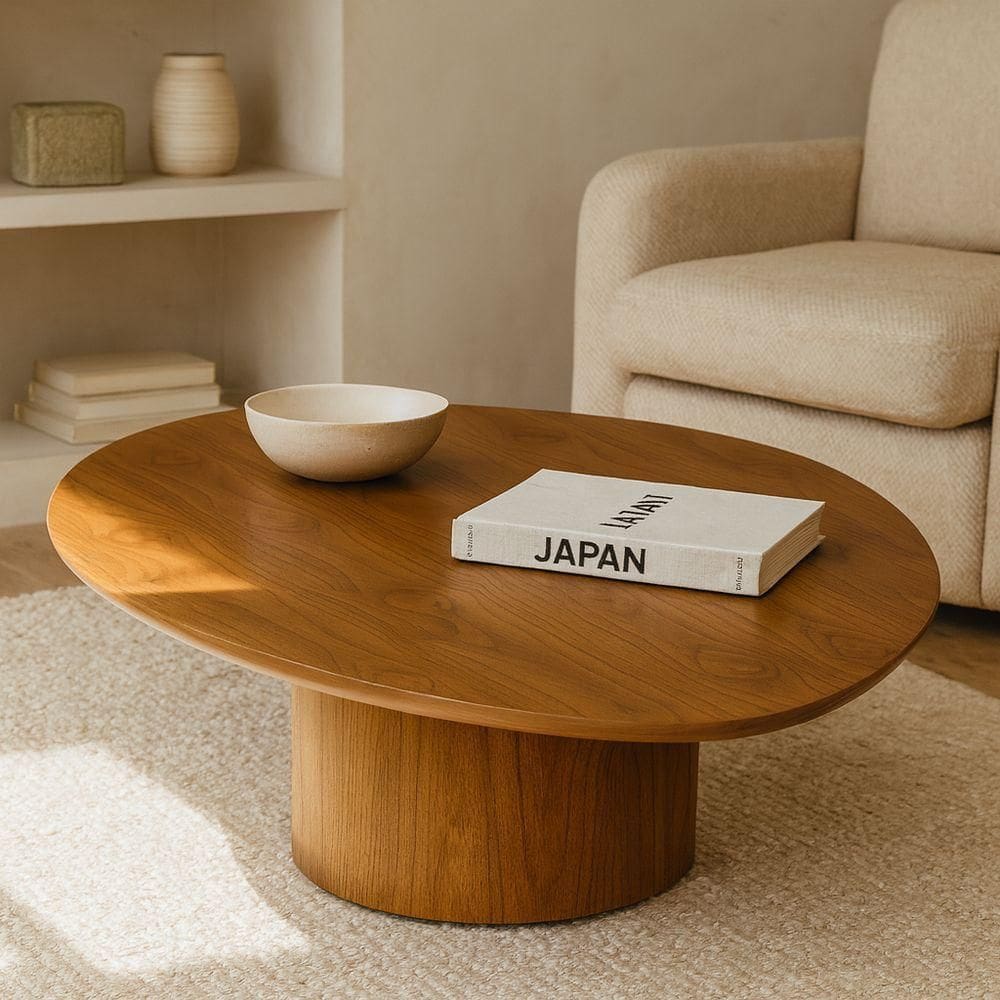 Mesa De Centro Orgânica Laminado Amadeirado Para Salas Luxo