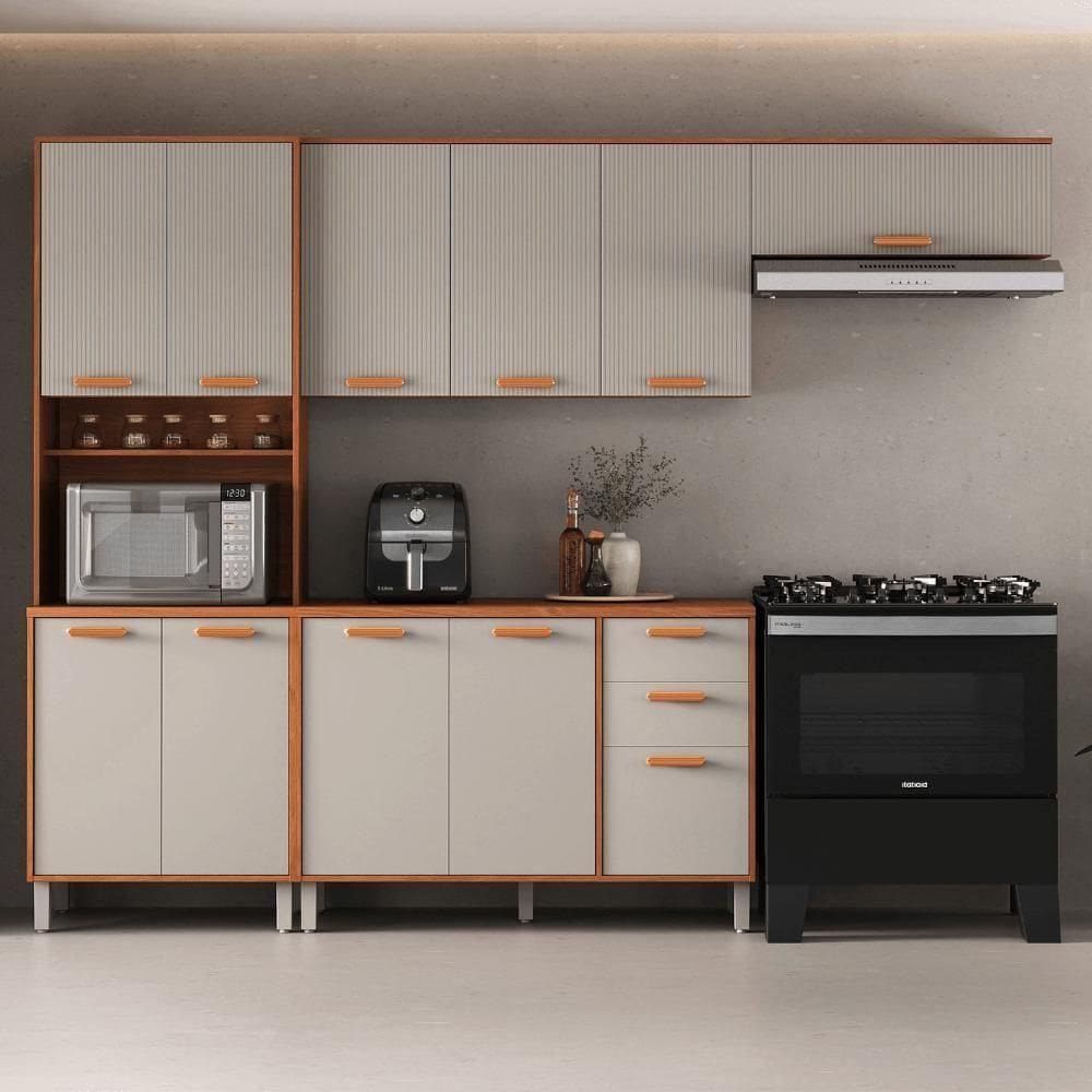 Cozinha Completa Itatiaia 270cm Em Madeira Mdp Cinamomo/fendi Itafriz